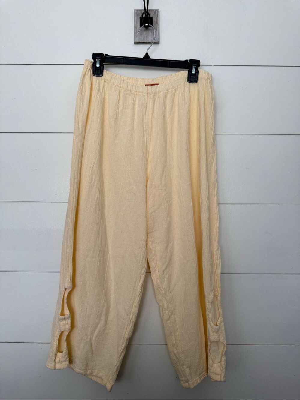 Oh My Gauze Women’s 3 Cream Cutout Pants Lagenlook Minimalist